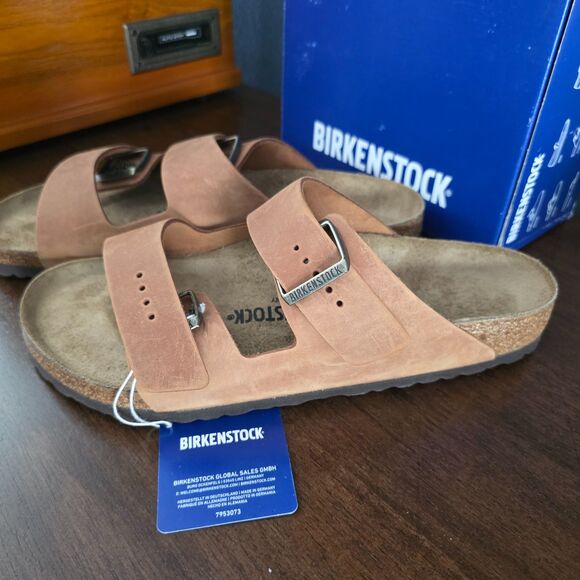 Birkenstock Arizona BS Cognac Brown Oiled Leather Sandals EU 44 US Mens 11 R NIB main image 6